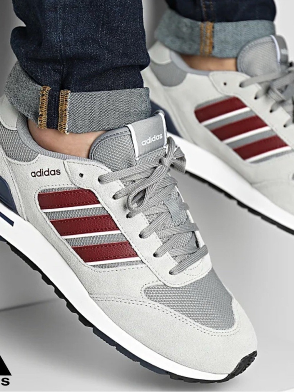 adidas Gray Sneaker with Burgundy Stripes